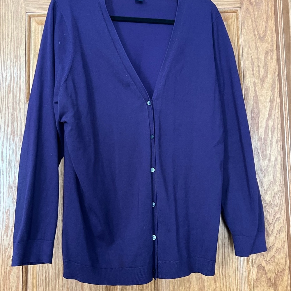 Lands' End Deep Purple Women's Cardigan